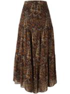 Saint Laurent Long Tiered Paisley Skirt