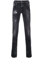 Les Hommes Distressed Skinny Jeans - Black