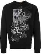 Roberto Cavalli Snake Print Sweatshirt, Men's, Size: Small, Black, Cotton
