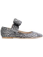 Polly Plume Bow-detail Ballerinas - Grey