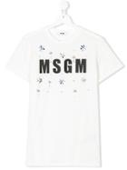 Msgm Kids Teen Logo Embellished T-shirt - White