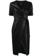 Pinko Faux Leather Side Slit Dress - Black