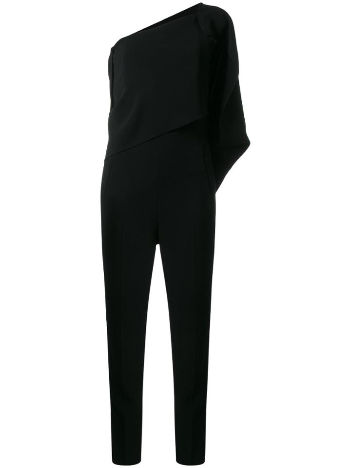Roland Mouret Carlton Caped One Shoulder Jumpsuit - Black