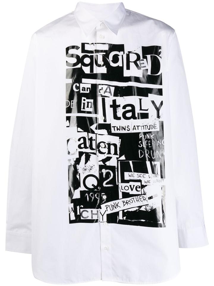 Dsquared2 Newspaper Cutout Print Shirt - White