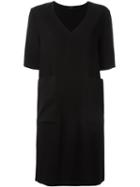Joseph Oversized Pockets Shift Dress, Women's, Size: 44, Black, Acetate/polyester