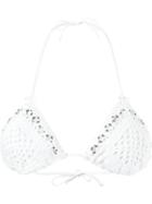 Cecilia Prado Knitted Triangle Bikini Top, Women's, Size: Medium, White, Viscose/acrylic