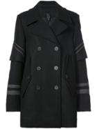 Vera Wang Corded Detail Oversized Peacoat - Black