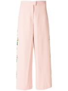 Vivetta Floral Embroidery Cropped Trousers - Pink & Purple