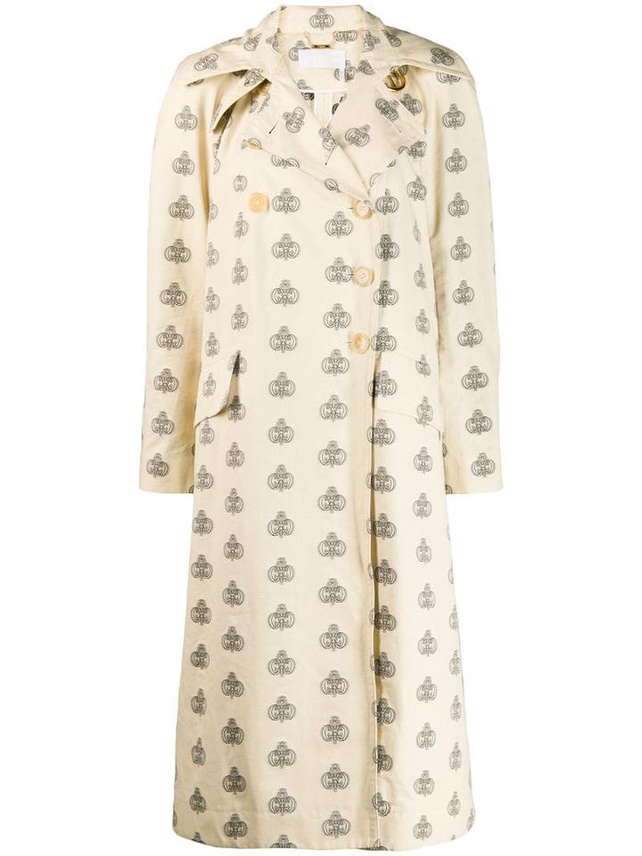 Chloé Printed Emblem Trench Coat - Neutrals