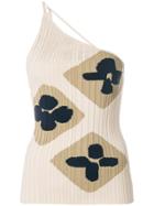 Jacquemus Rib Knit One Shoulder Jacquard Top - Nude & Neutrals