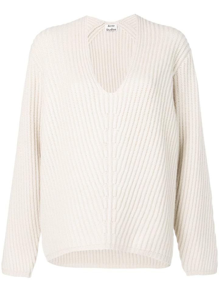Acne Studios Deborah V-neck Sweater - White