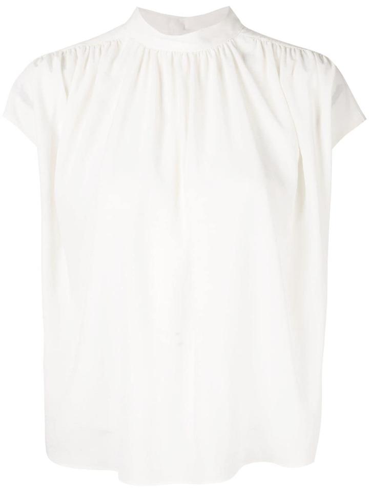 Des Prés Pleated Detail Short Sleeve Blouse - White