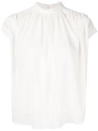 Des Prés Pleated Detail Short Sleeve Blouse - White