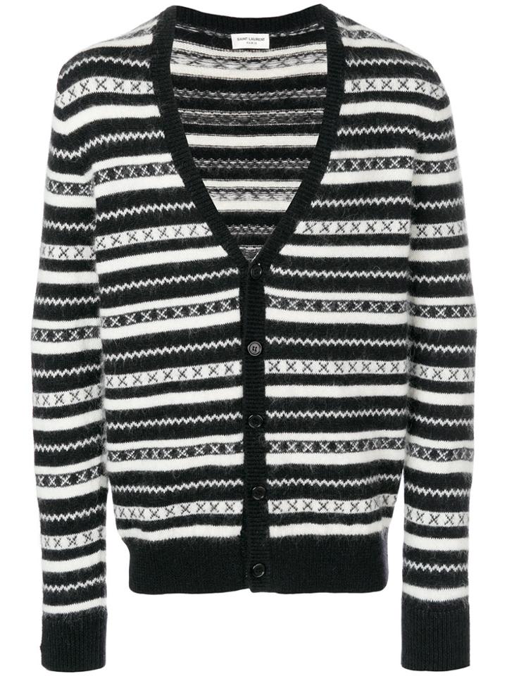 Saint Laurent Striped Print Cardigan - Black