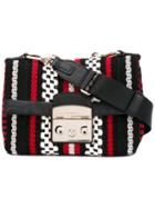 Furla - Metropolis Striped Crossbody Bag - Women - Cotton/leather/acetate - One Size, Black, Cotton/leather/acetate