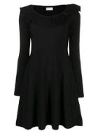 Red Valentino Ruffled Knitted Short Dress - Black