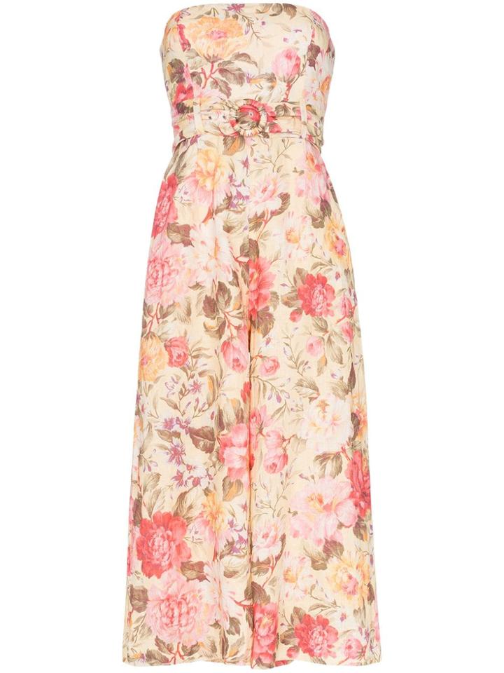 Zimmermann Honour Strapless Floral Print Jumpsuit - Yellow