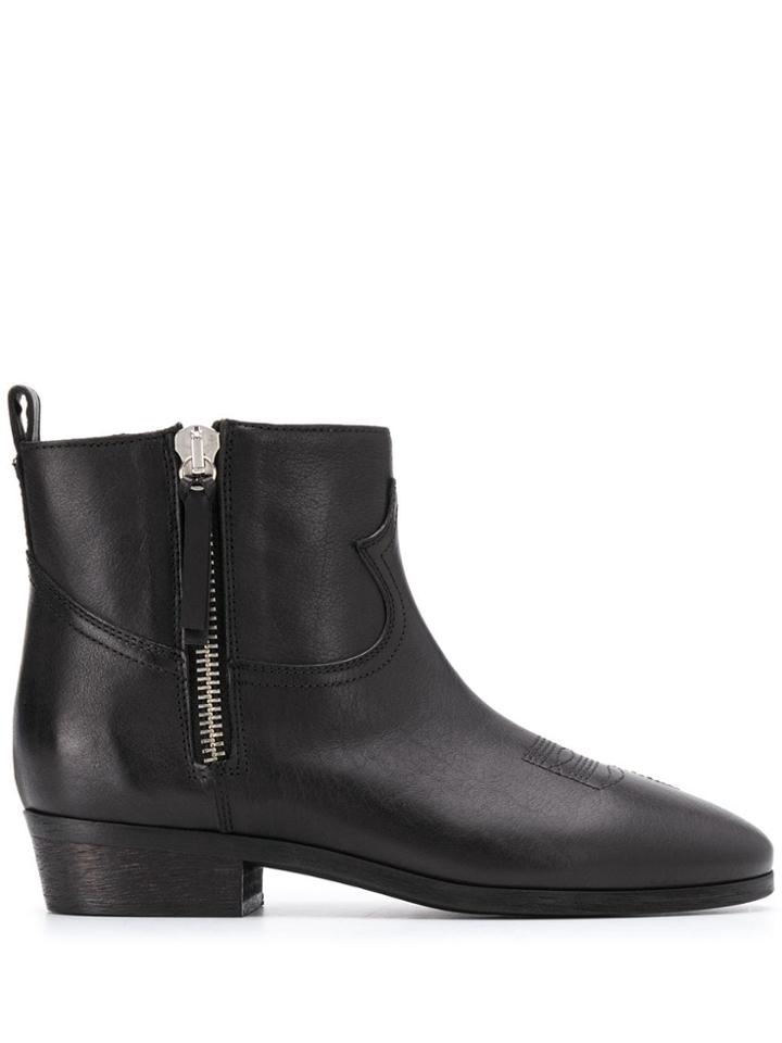 Semicouture Western Ankle Boots - Black