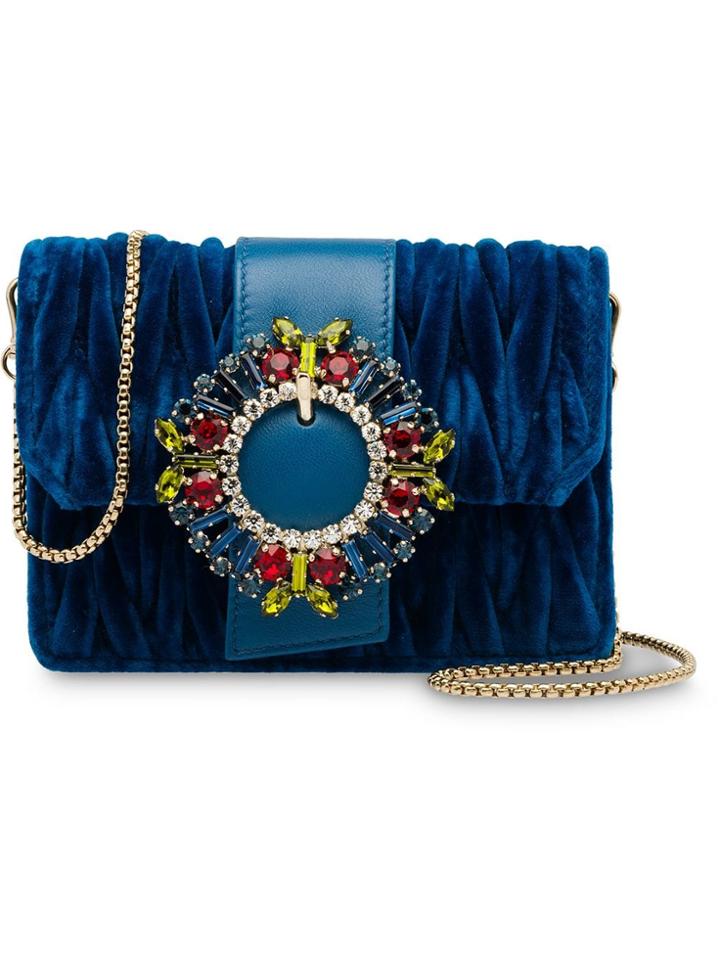 Miu Miu Matelassé Velvet Mini-bag - Blue