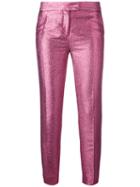 Christian Pellizzari Metallic Tailored Trousers, Women's, Size: 40, Pink/purple, Cotton/acetate/polyester