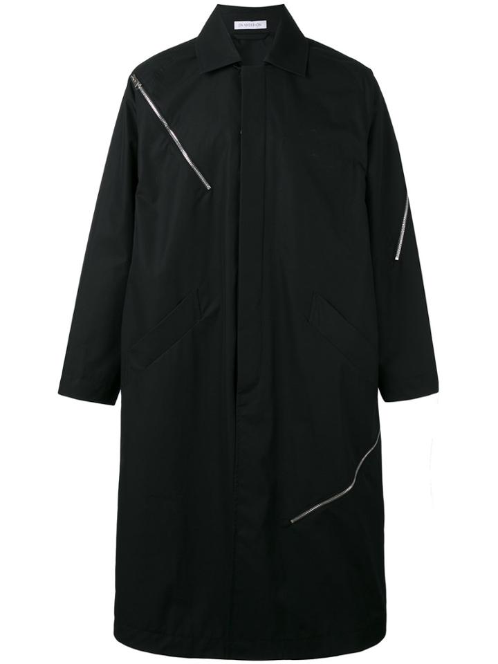 Jw Anderson Zipper Detailing Midi Coat - Black