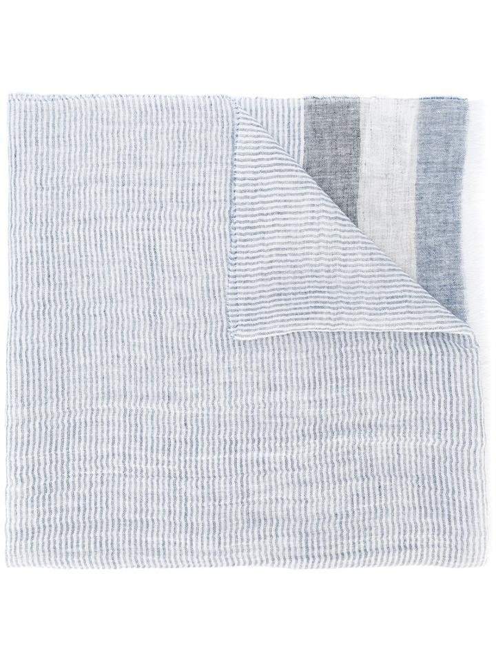 Fay - Stripe Panel Scarf - Men - Linen/flax - One Size, Blue, Linen/flax