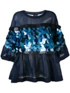 Twin-set - Oversized Sequin Embellished Blouse - Women - Cotton - 42, Blue, Cotton