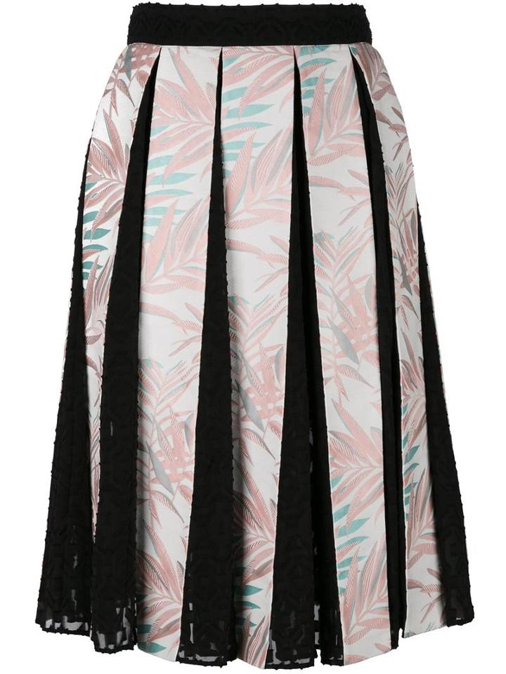 House Of Holland Palm Leaf Pleated Skirt, Women's, Size: 12, Cotton/polyester/rayon