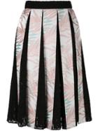 House Of Holland Palm Leaf Pleated Skirt, Women's, Size: 12, Cotton/polyester/rayon