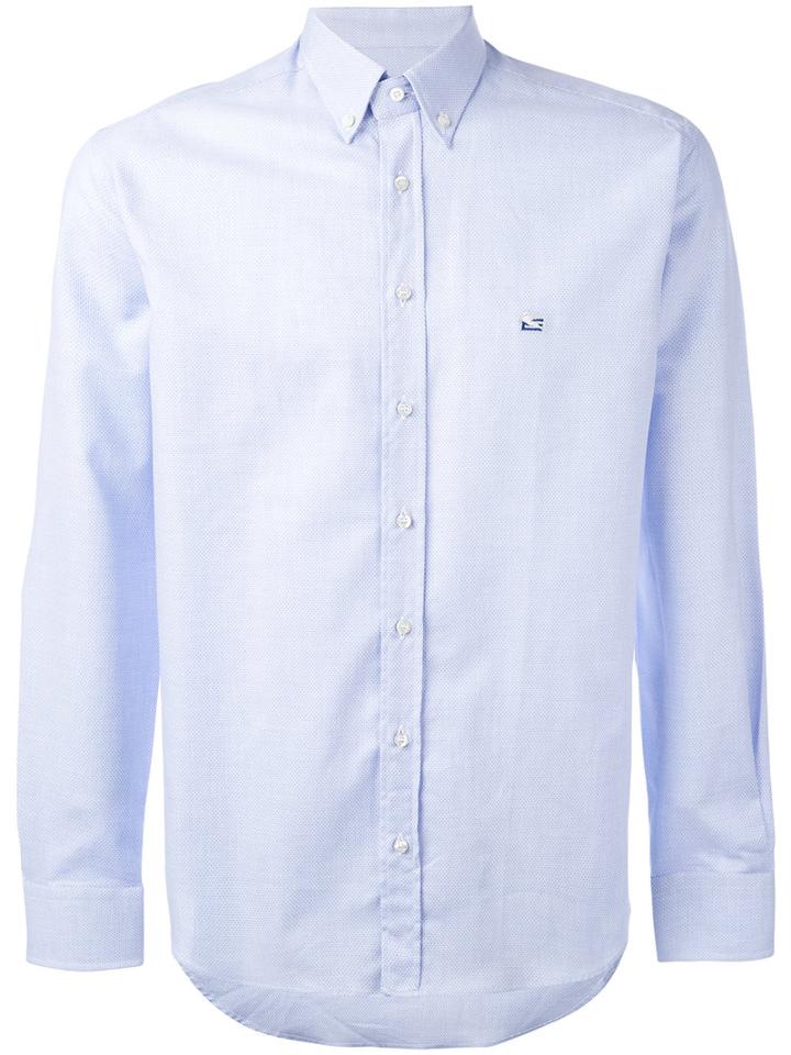 Etro - Logo Embroidered Shirt - Men - Cotton - 45, Blue, Cotton