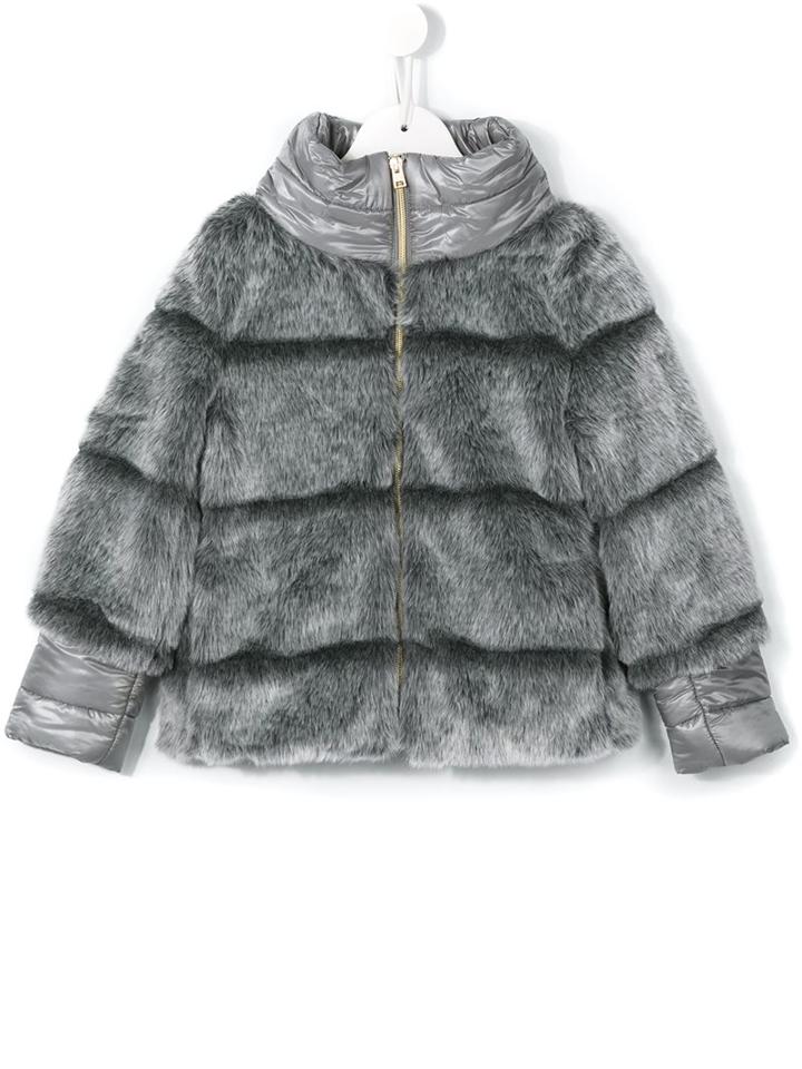 Herno Kids Faux Fur Bomber Jacket, Girl's, Size: 8 Yrs, Grey