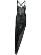 Fannie Schiavoni Sequin Evening Dress - Black