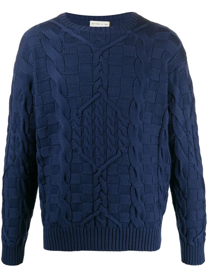 Etro Treccia Round Neck Jumper - Blue