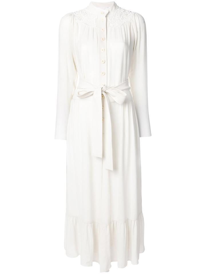 Chloé Long-sleeved Lace Collar Dress - Nude & Neutrals