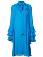 Prabal Gurung Tie Neck Ruffle Cuff Dress - Blue