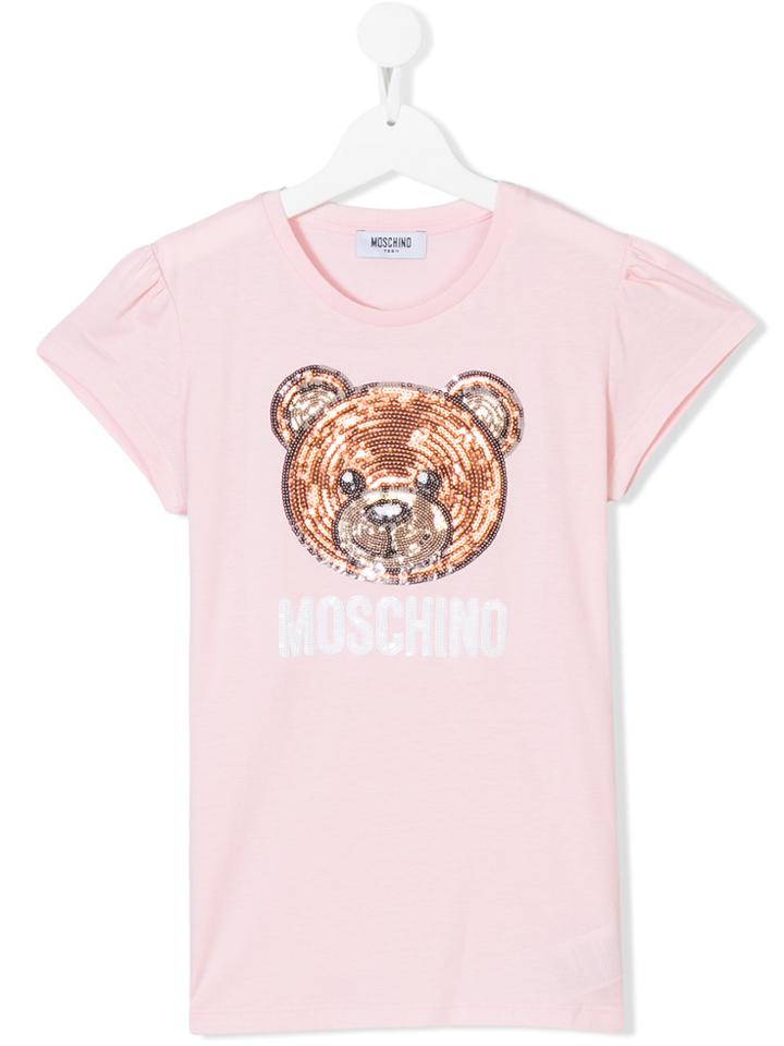 Moschino Kids Sequinned Bear T-shirt - Pink & Purple