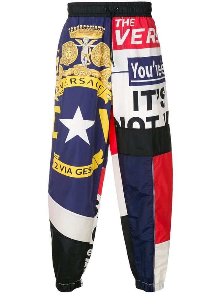 Versace Medusa Slogan Track Pants - Black