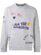 Kenzo I Love You Sweatshirt, Men's, Size: Small, Grey, Cotton/polyester