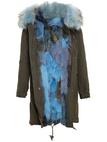 Mr & Mrs Italy Zipped Up Parka, Women's, Size: Small, Green, Cotton/fox Fur/racoon Fur