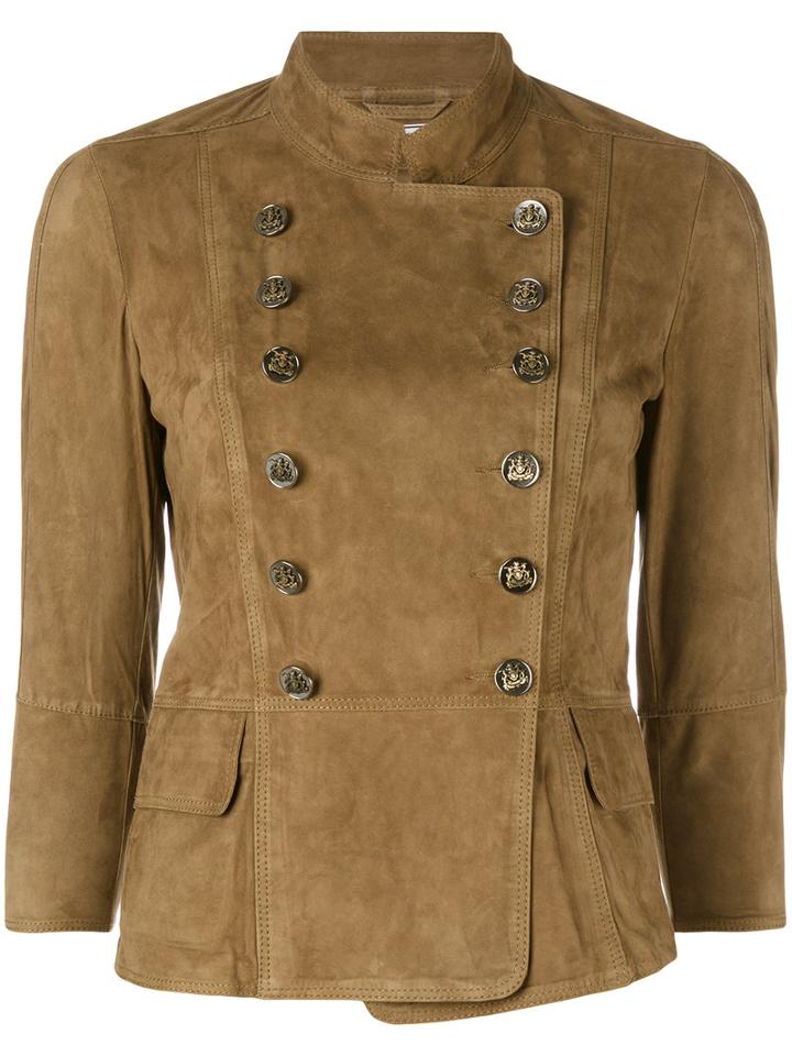 Desa Collection - Cropped Blazer - Women - Suede - 40, Green, Suede
