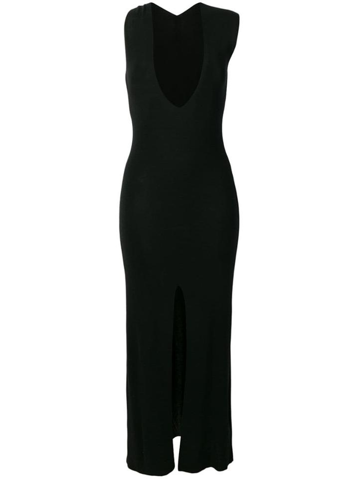 Jacquemus V-neck Slit Detail Dress - Black