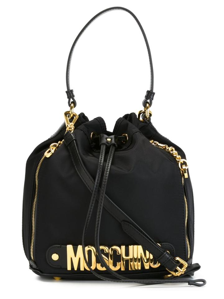 Moschino Logo Bucket Tote - Black