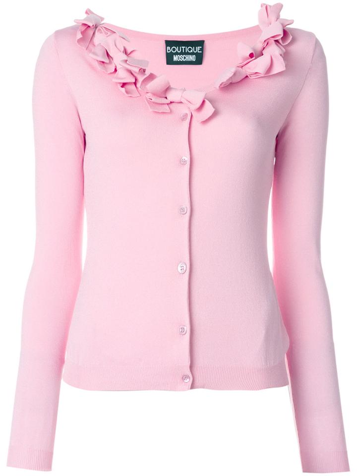 Boutique Moschino Bow Trim Cardigan - Pink & Purple