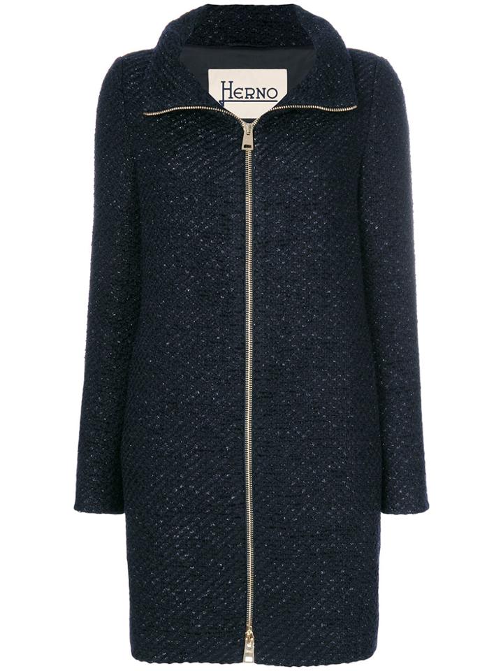 Herno Glitter Detail Coat - Blue