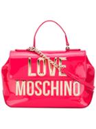 Love Moschino - Metallic Logo Fold-over Tote - Women - Polyurethane - One Size, Women's, Pink/purple, Polyurethane
