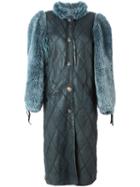 Christian Dior Vintage Quilted Panelled Sleeve Coat, Women's, Size: 42, Blue