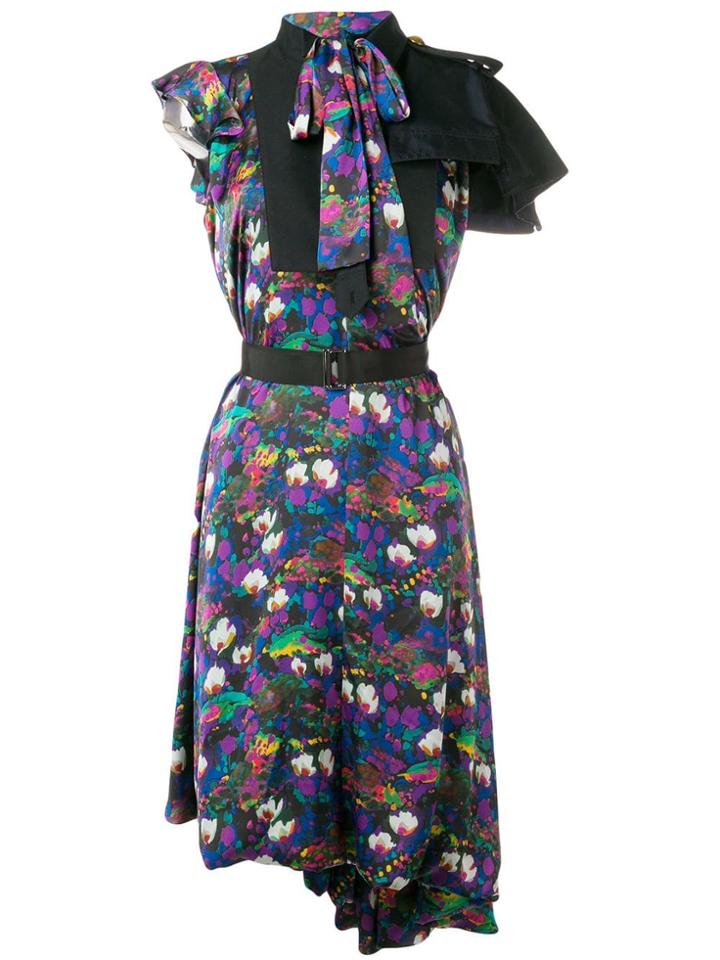 Sacai Printed Asymmetric Dress - Black