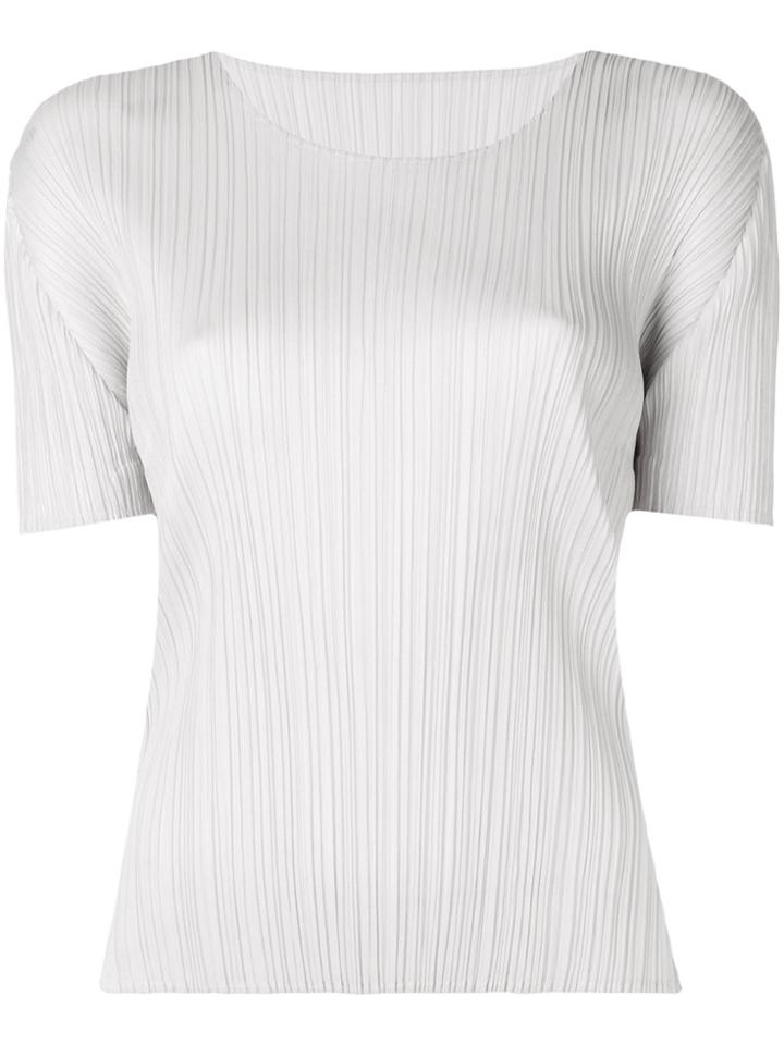 Pleats Please By Issey Miyake Pleated Short Sleeve T-shirt - Grey