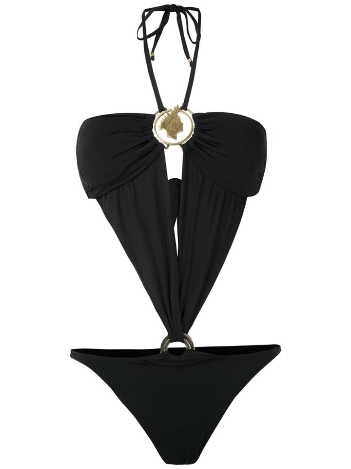 Amir Slama Cut Out Halterneck Swimsuit - Black