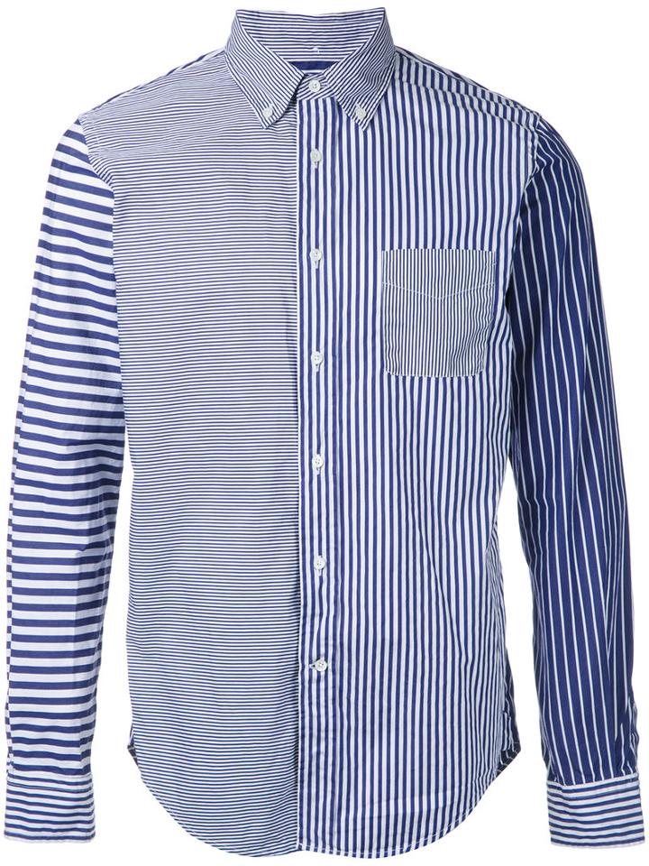 Wooster + Lardini - Patchwork Striped Shirt - Men - Cotton - L, Blue, Cotton